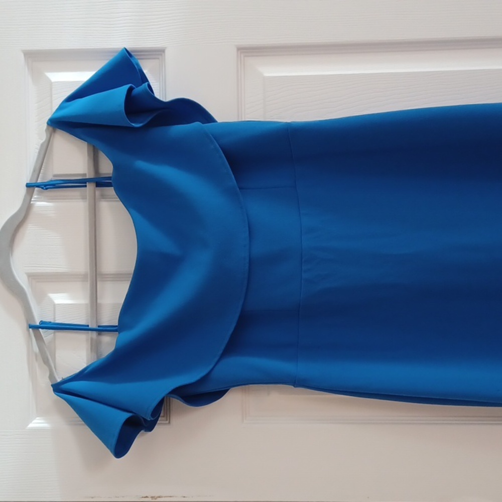 Woman's Dress size 14 Colbalt blue Ruffle Neckline
